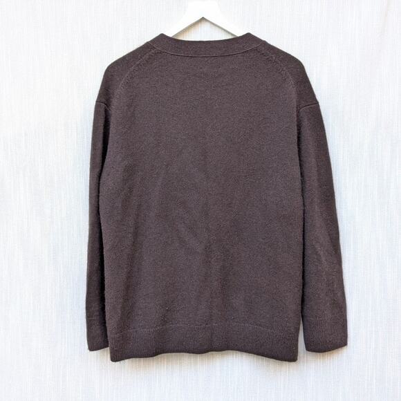 Anine Bing Jackson Deep Brown 100% Cashmere V-neck Button Logo Cardigan, size S - Picture 3 of 9